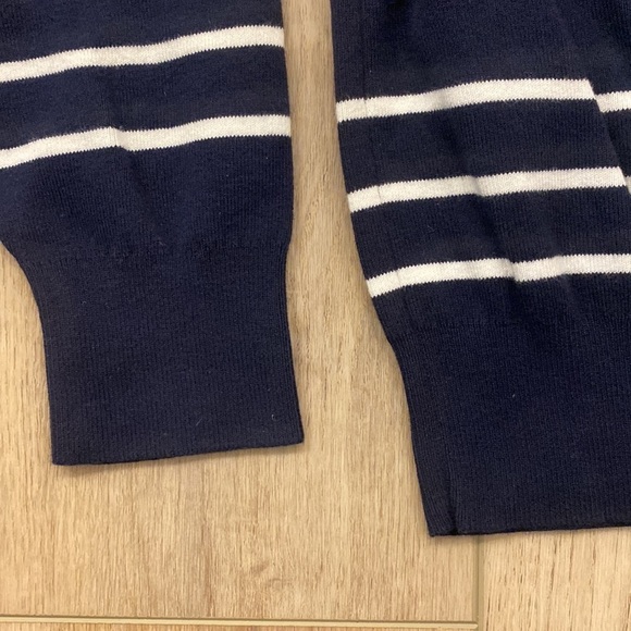 Express Balloon Sleeve Sweater Navy White Nautical Preppy Boat Neck - Picture 3 of 11